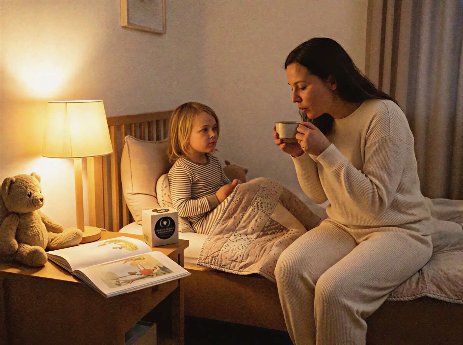 Eine Mutter und ihr Kind teilen einen warmen Aufguss
